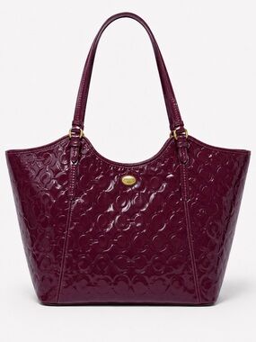 2013 Coach Wine Patent Embossed Signature Tote Y2K